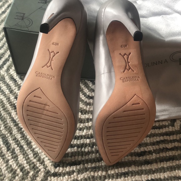 Carolinna Espinosa grey leather heels size 6.5 - Picture 3 of 7